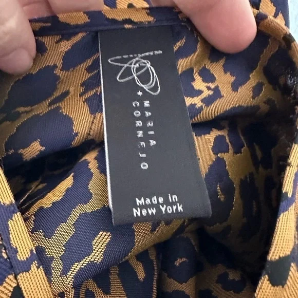 Zero+Maria Cornejo Lumi Cheetah Jacquard Ink Jet Apricot Blue & Copper dress -4 - Picture 9 of 10